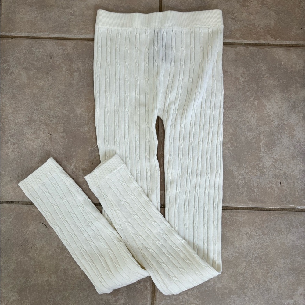 📦White Knit Ribbed Tights/Leggings